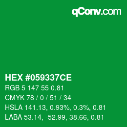 Farbcode: HEX #059337CE | qconv.com