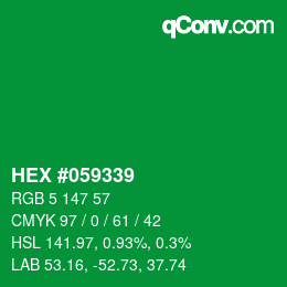 Farbcode: HEX #059339 | qconv.com
