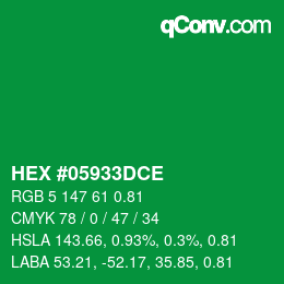 カラーコード: HEX #05933DCE | qconv.com
