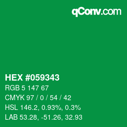 Code couleur: HEX #059343 | qconv.com