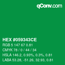 Code couleur: HEX #059343CE | qconv.com