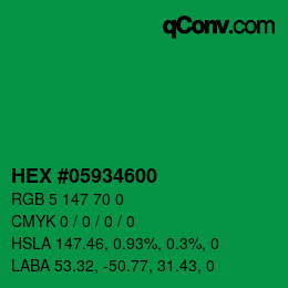 Code couleur: HEX #05934600 | qconv.com