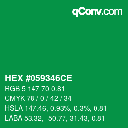 Farbcode: HEX #059346CE | qconv.com