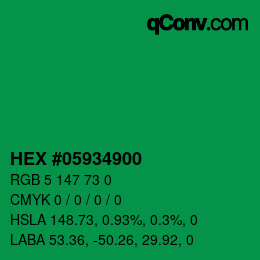 Code couleur: HEX #05934900 | qconv.com