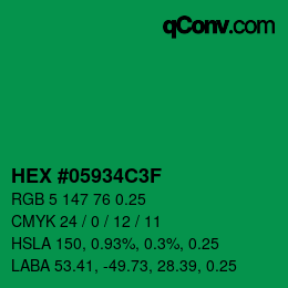 Code couleur: HEX #05934C3F | qconv.com