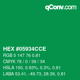 Código de color: HEX #05934CCE | qconv.com