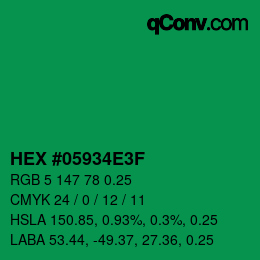 カラーコード: HEX #05934E3F | qconv.com