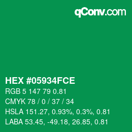 颜色代码: HEX #05934FCE | qconv.com