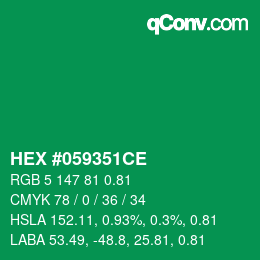 カラーコード: HEX #059351CE | qconv.com