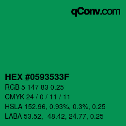 Code couleur: HEX #0593533F | qconv.com