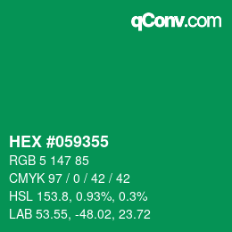 颜色代码: HEX #059355 | qconv.com