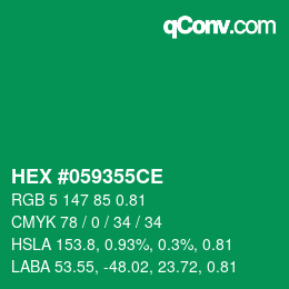 Farbcode: HEX #059355CE | qconv.com