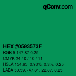 Code couleur: HEX #0593573F | qconv.com