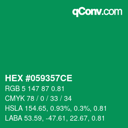 Farbcode: HEX #059357CE | qconv.com