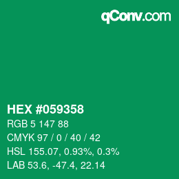 颜色代码: HEX #059358 | qconv.com