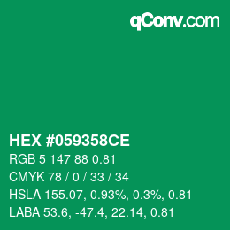 Code couleur: HEX #059358CE | qconv.com