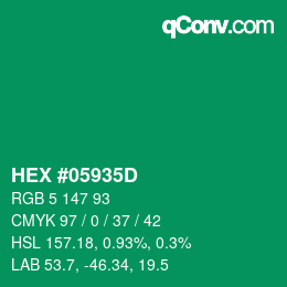 Code couleur: HEX #05935D | qconv.com