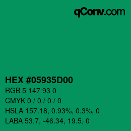Farbcode: HEX #05935D00 | qconv.com