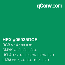 Code couleur: HEX #05935DCE | qconv.com