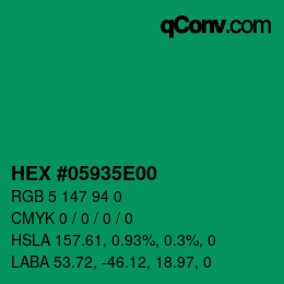 Farbcode: HEX #05935E00 | qconv.com