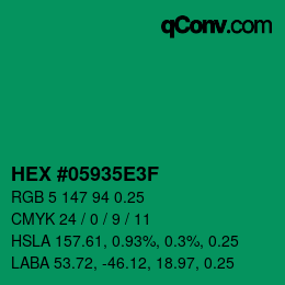 颜色代码: HEX #05935E3F | qconv.com