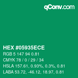 颜色代码: HEX #05935ECE | qconv.com