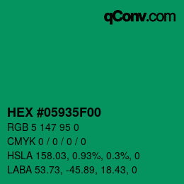 Farbcode: HEX #05935F00 | qconv.com