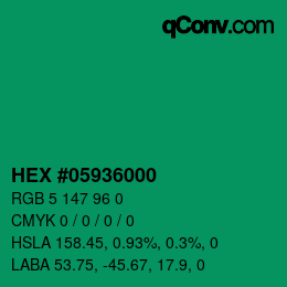Farbcode: HEX #05936000 | qconv.com