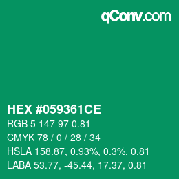 Code couleur: HEX #059361CE | qconv.com