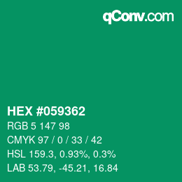 Farbcode: HEX #059362 | qconv.com