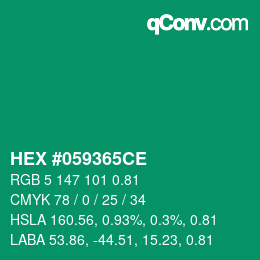 Code couleur: HEX #059365CE | qconv.com