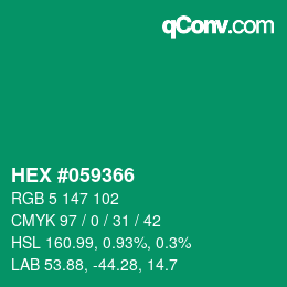 Farbcode: HEX #059366 | qconv.com