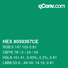 颜色代码: HEX #059367CE | qconv.com