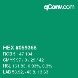 Farbcode: HEX #059368 | qconv.com