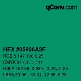 カラーコード: HEX #05936A3F | qconv.com