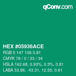 カラーコード: HEX #05936ACE | qconv.com