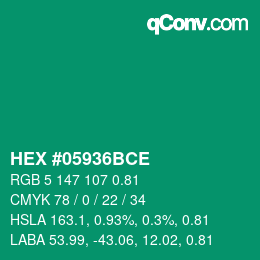 Código de color: HEX #05936BCE | qconv.com