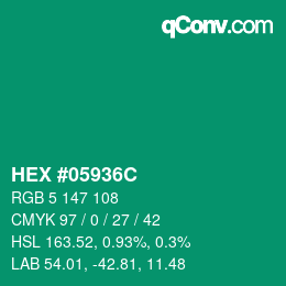 Code couleur: HEX #05936C | qconv.com