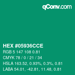 Code couleur: HEX #05936CCE | qconv.com