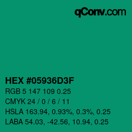 颜色代码: HEX #05936D3F | qconv.com