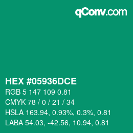 Code couleur: HEX #05936DCE | qconv.com