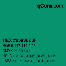 Código de color: HEX #05936E3F | qconv.com