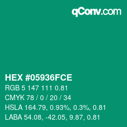 Código de color: HEX #05936FCE | qconv.com