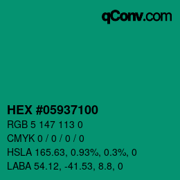 カラーコード: HEX #05937100 | qconv.com