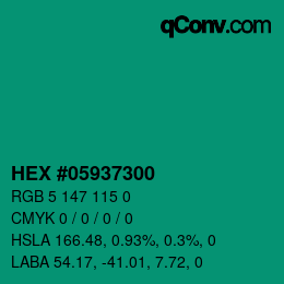 Código de color: HEX #05937300 | qconv.com