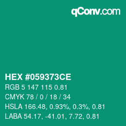 颜色代码: HEX #059373CE | qconv.com