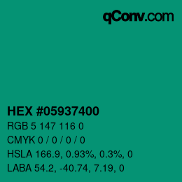 Farbcode: HEX #05937400 | qconv.com