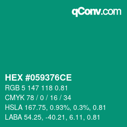 颜色代码: HEX #059376CE | qconv.com