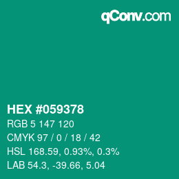 Código de color: HEX #059378 | qconv.com