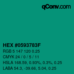 Farbcode: HEX #0593783F | qconv.com
